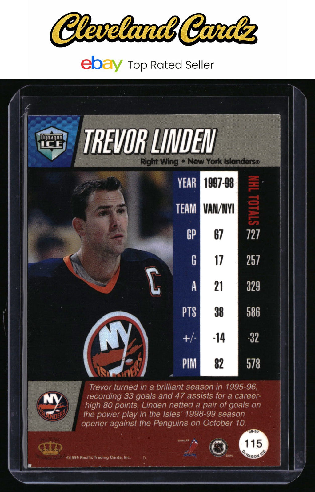 1998-99 Pacific Dynagon Ice #115 Trevor Linden