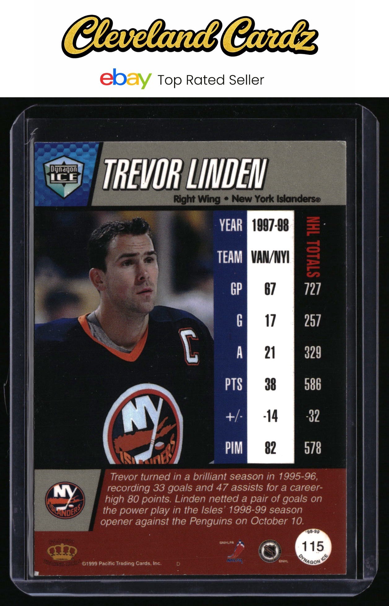 1998-99 Pacific Dynagon Ice #115 Trevor Linden