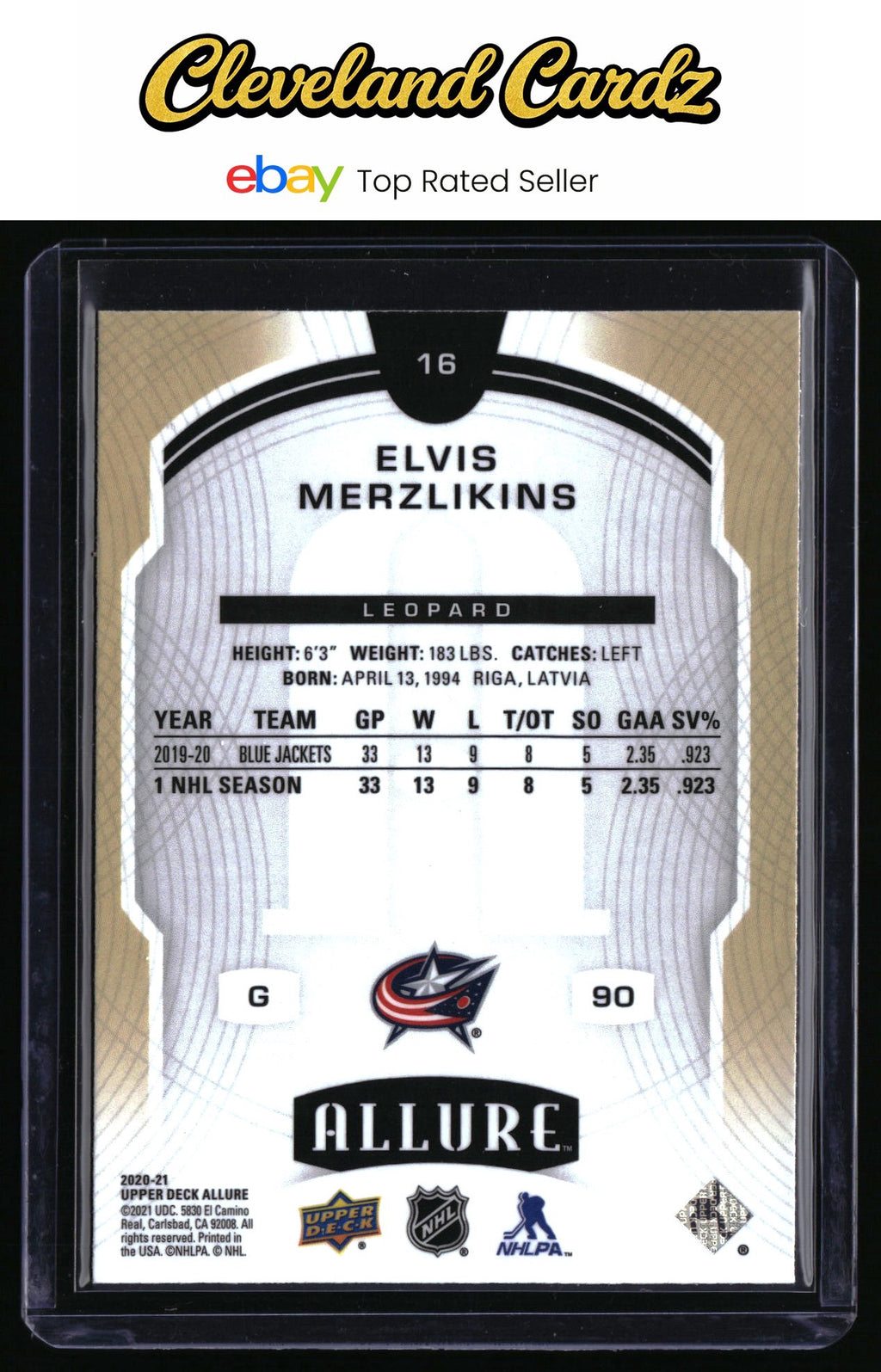2020-21 Upper Deck Allure #16 Elvis Merzlikins Leopard