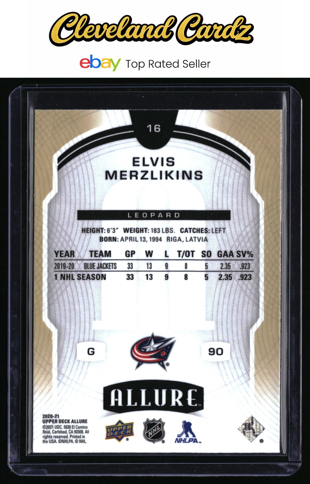 2020-21 Upper Deck Allure #16 Elvis Merzlikins Leopard