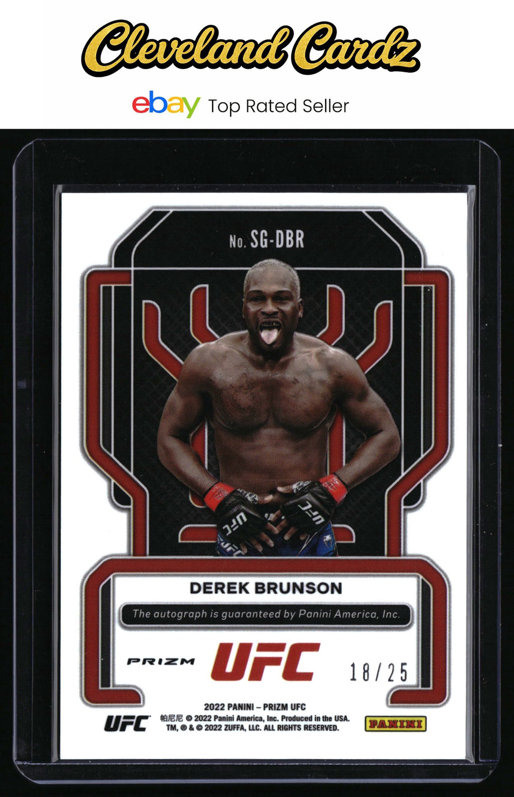 2022 Panini Prizm UFC #SG-DBR Derek Brunson Signatures Green Pulsar #/25