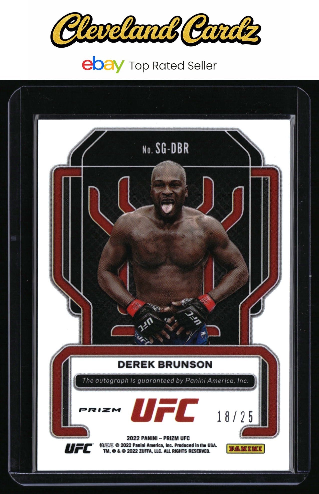 2022 Panini Prizm UFC #SG-DBR Derek Brunson Signatures Green Pulsar #/25