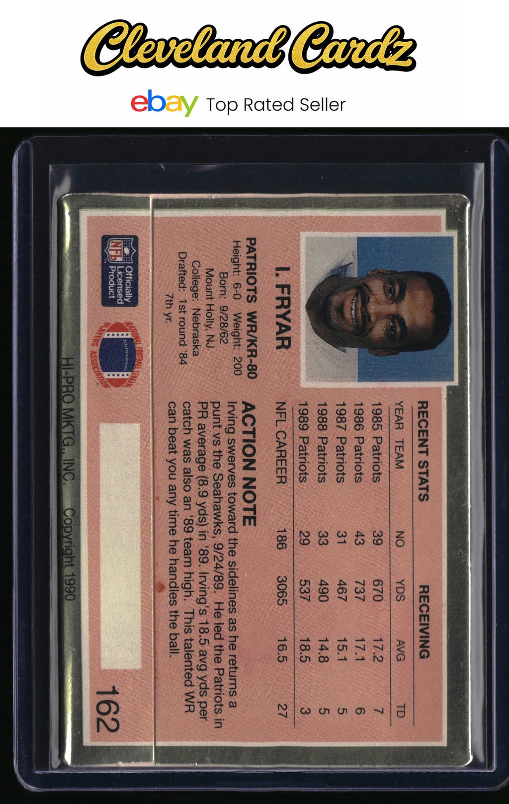1990 Action Packed #162 Irving Fryar