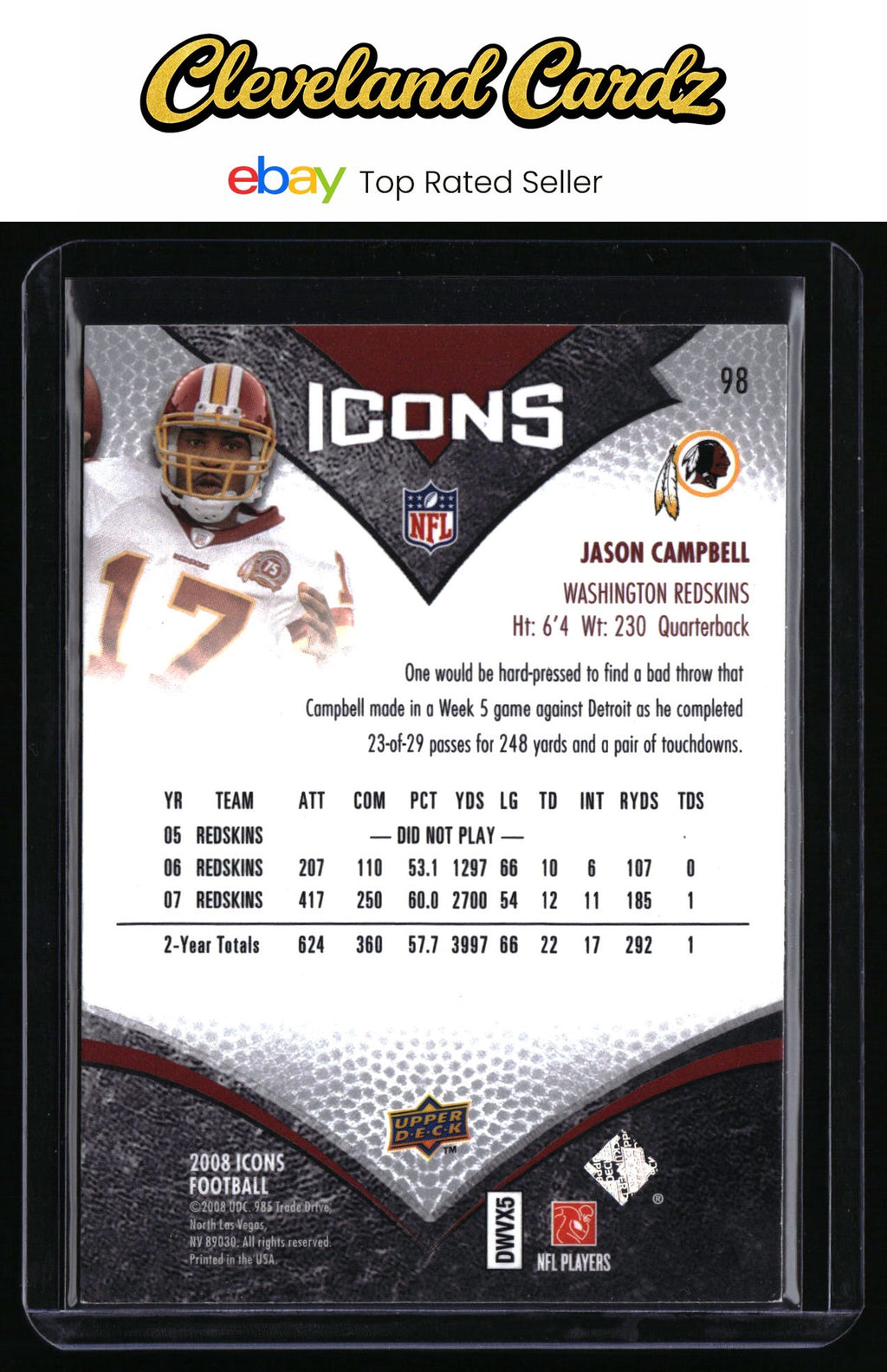 2008 Upper Deck Icons #98 Jason Campbell