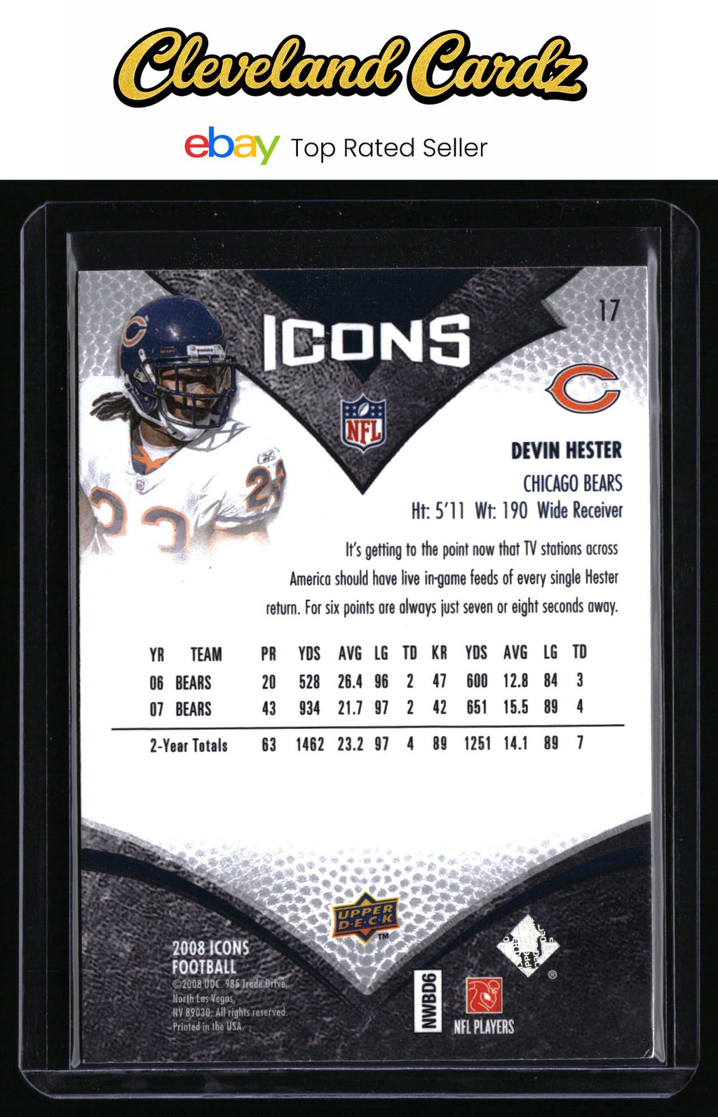 2008 Upper Deck Icons #17 Devin Hester