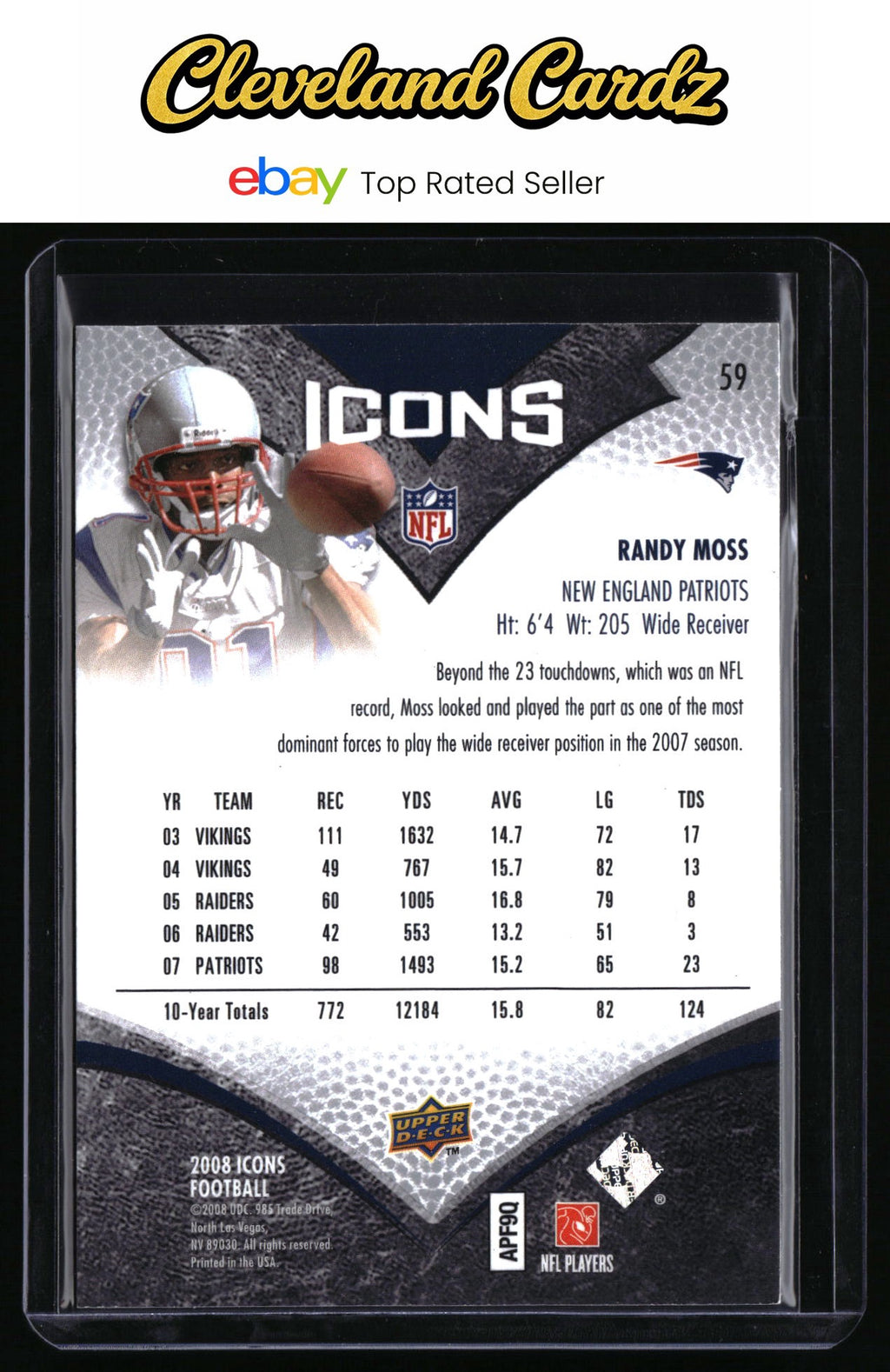 2008 Upper Deck Icons #59 Randy Moss