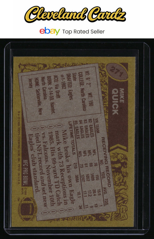 1986 Topps #271 Mike Quick