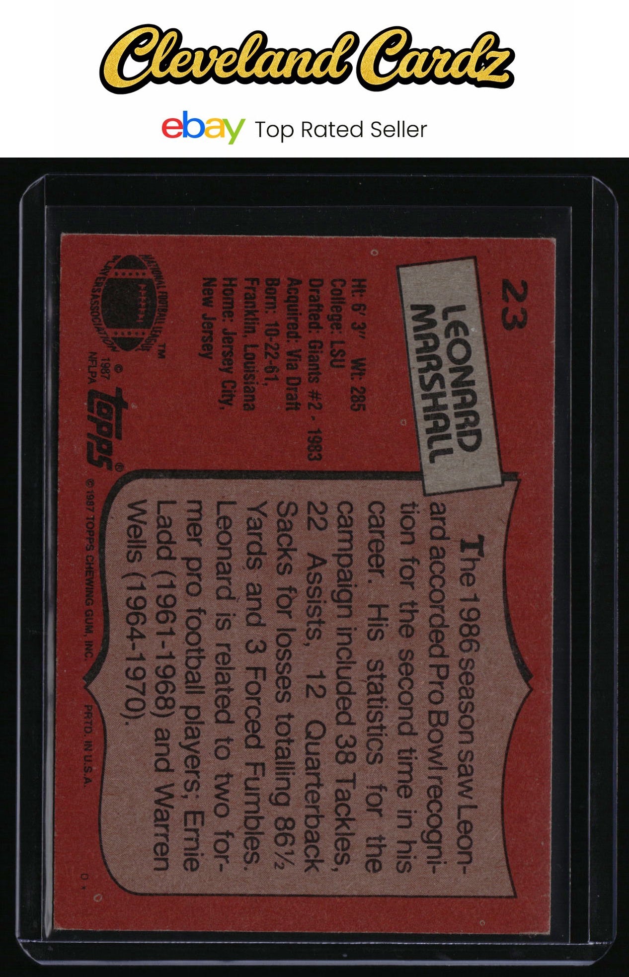 1987 Topps #23 Leonard Marshall