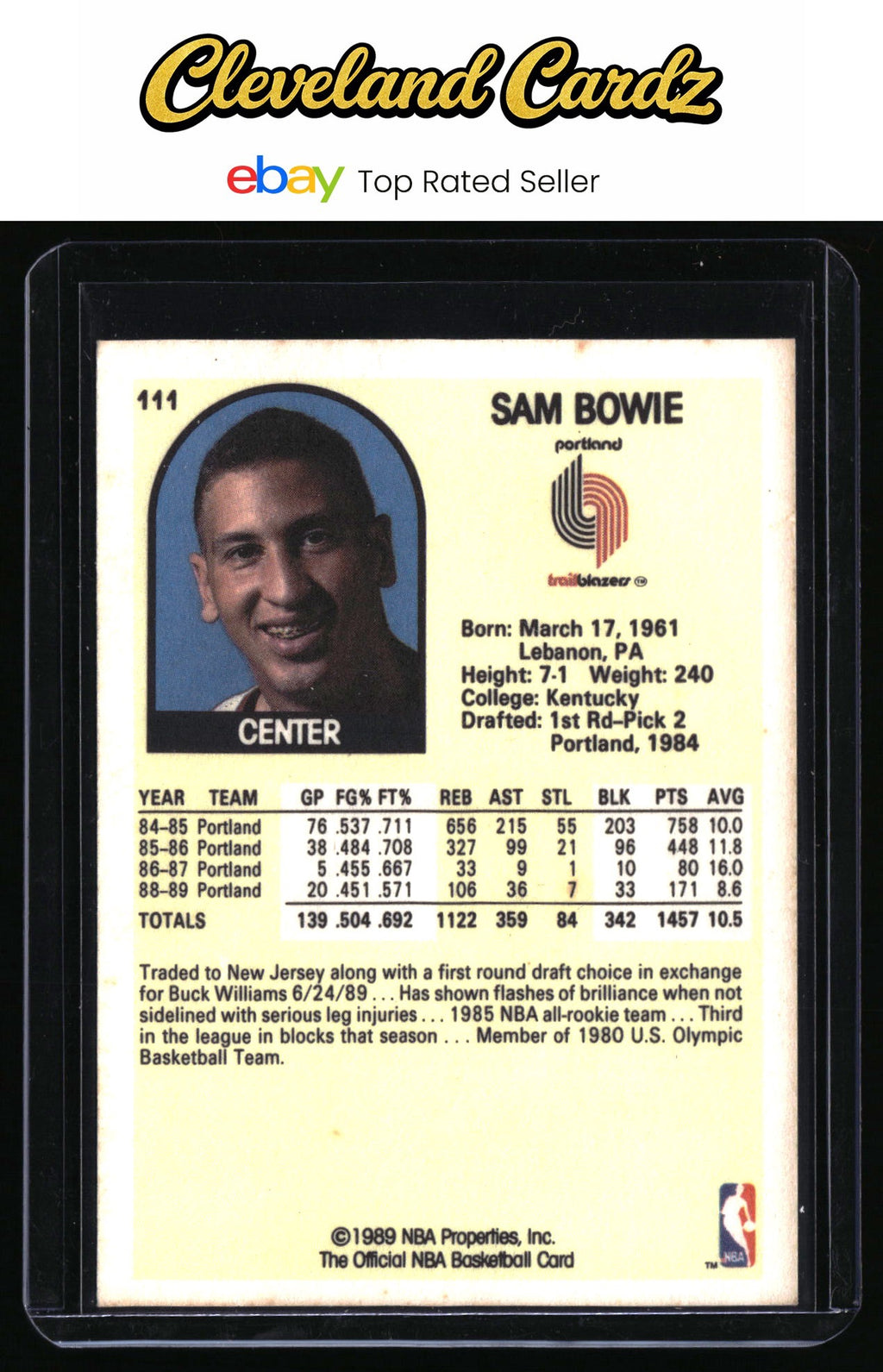 1989-90 Hoops #111 Sam Bowie