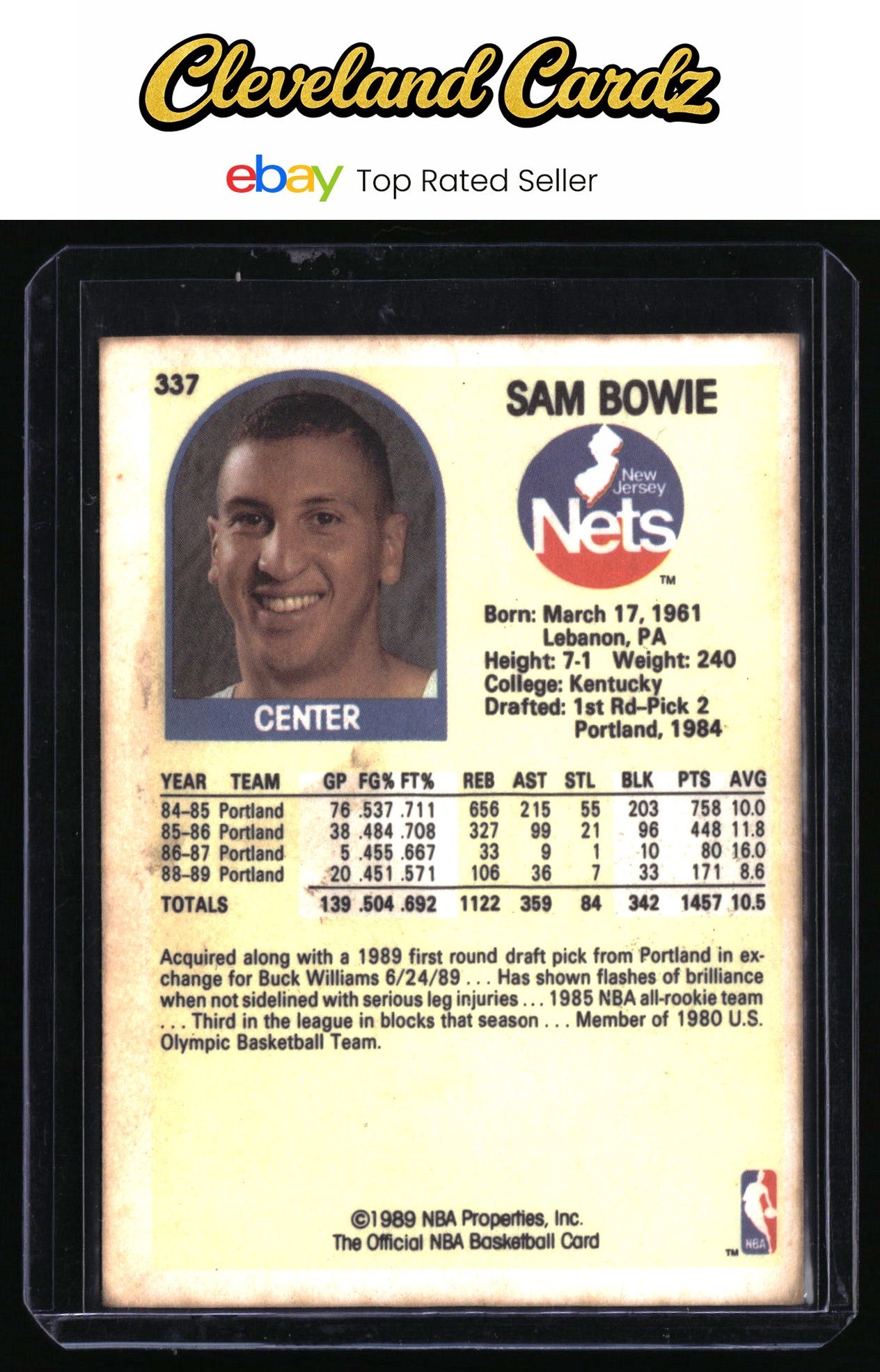 1989-90 Hoops #337 Sam Bowie