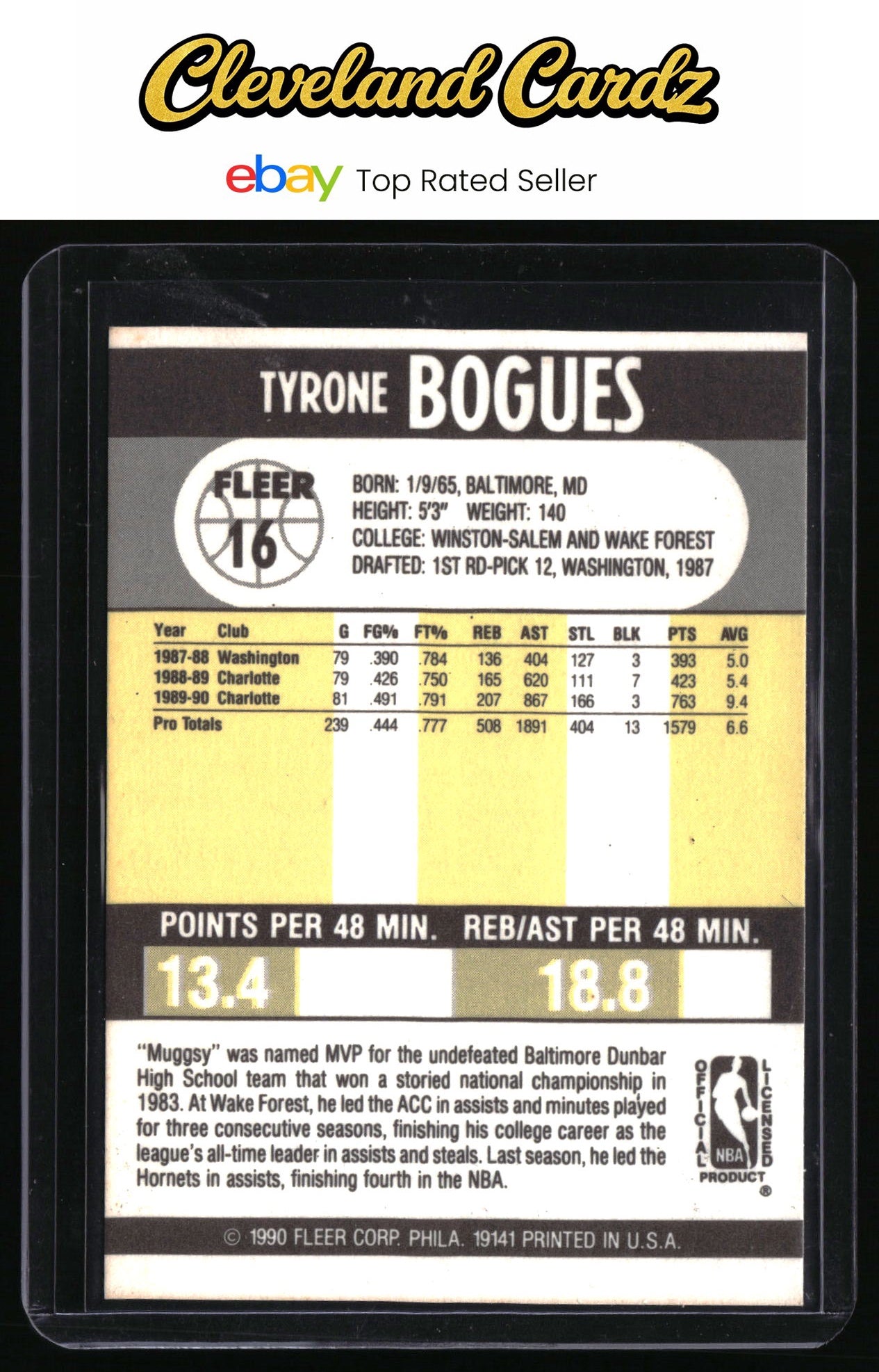 1990-91 Fleer #16 Tyrone Bogues