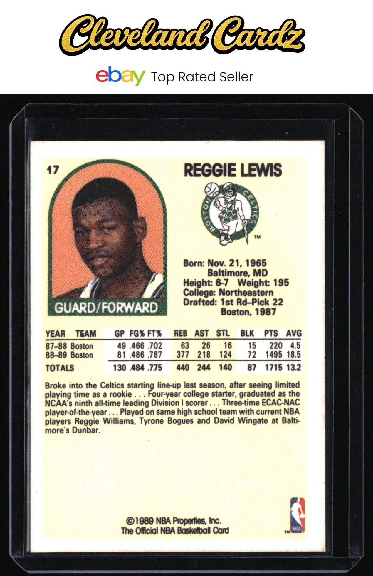 1989-90 Hoops #17 Reggie Lewis RC