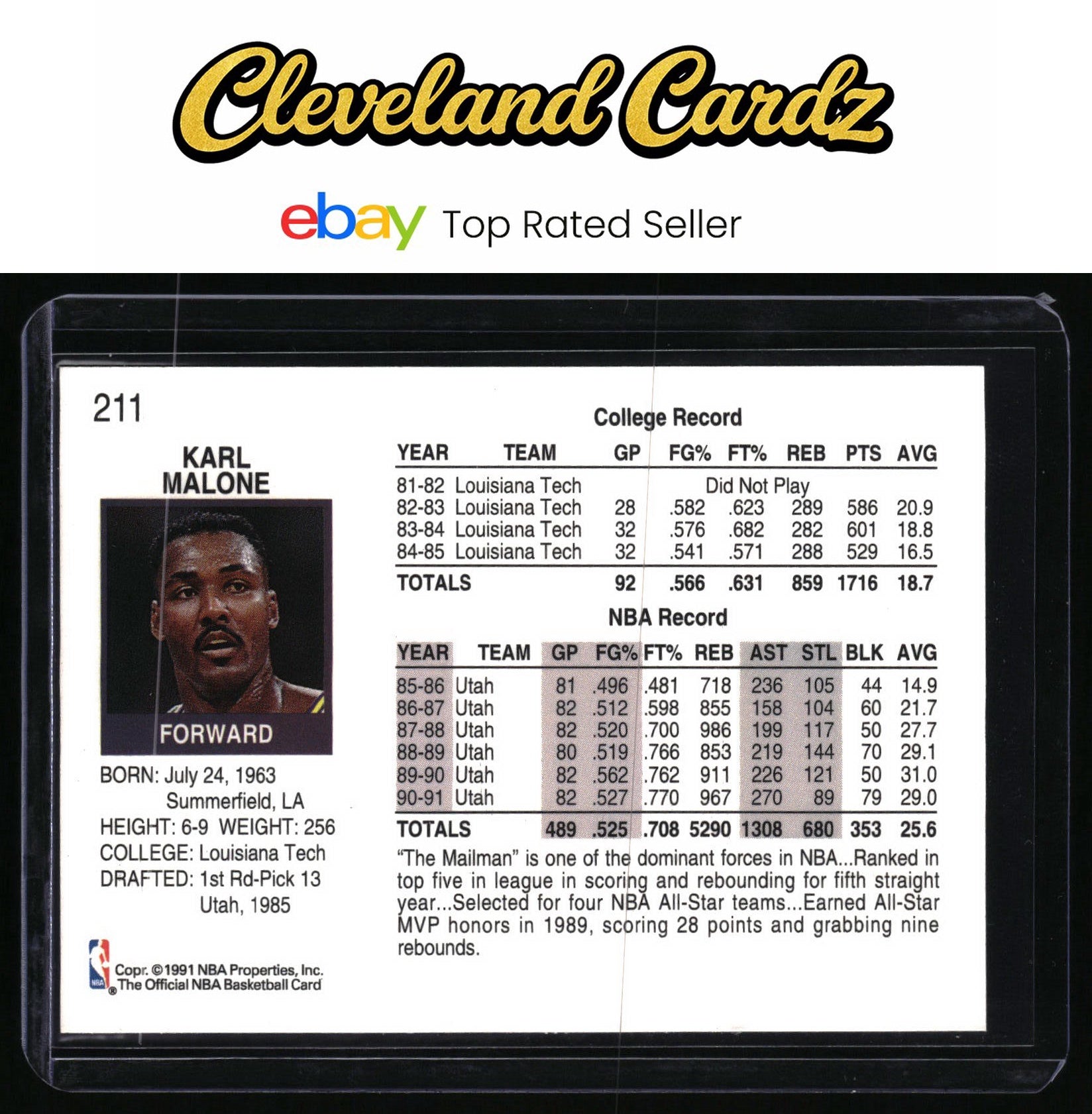 1991-92 Hoops #211 Karl Malone