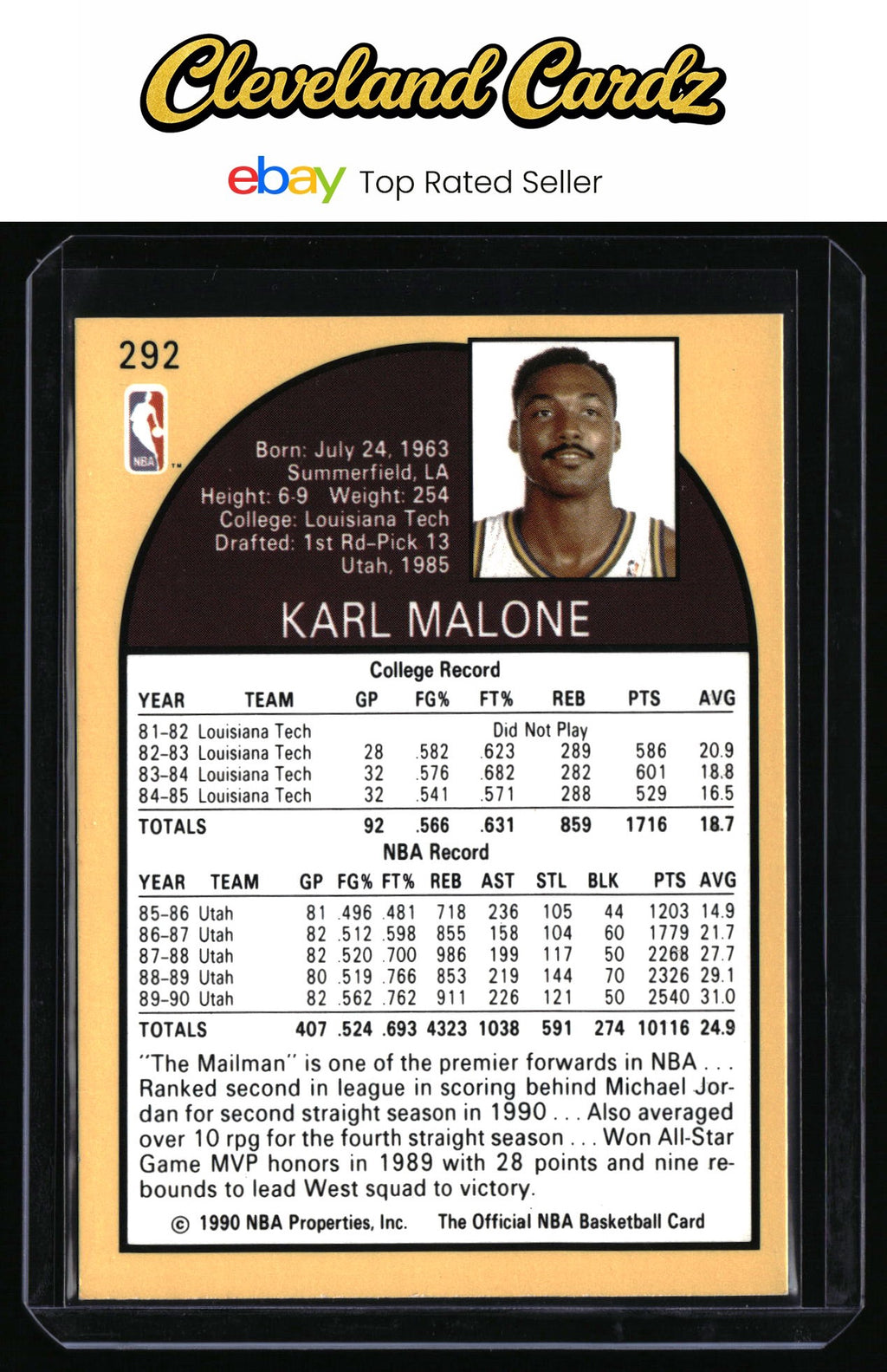 1990-91 Hoops #292 Karl Malone