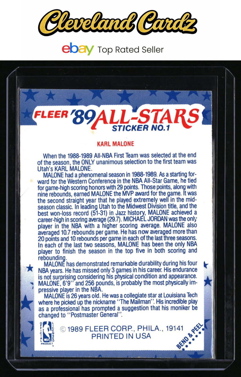 1989-90 Fleer #1 Karl Malone Stickers