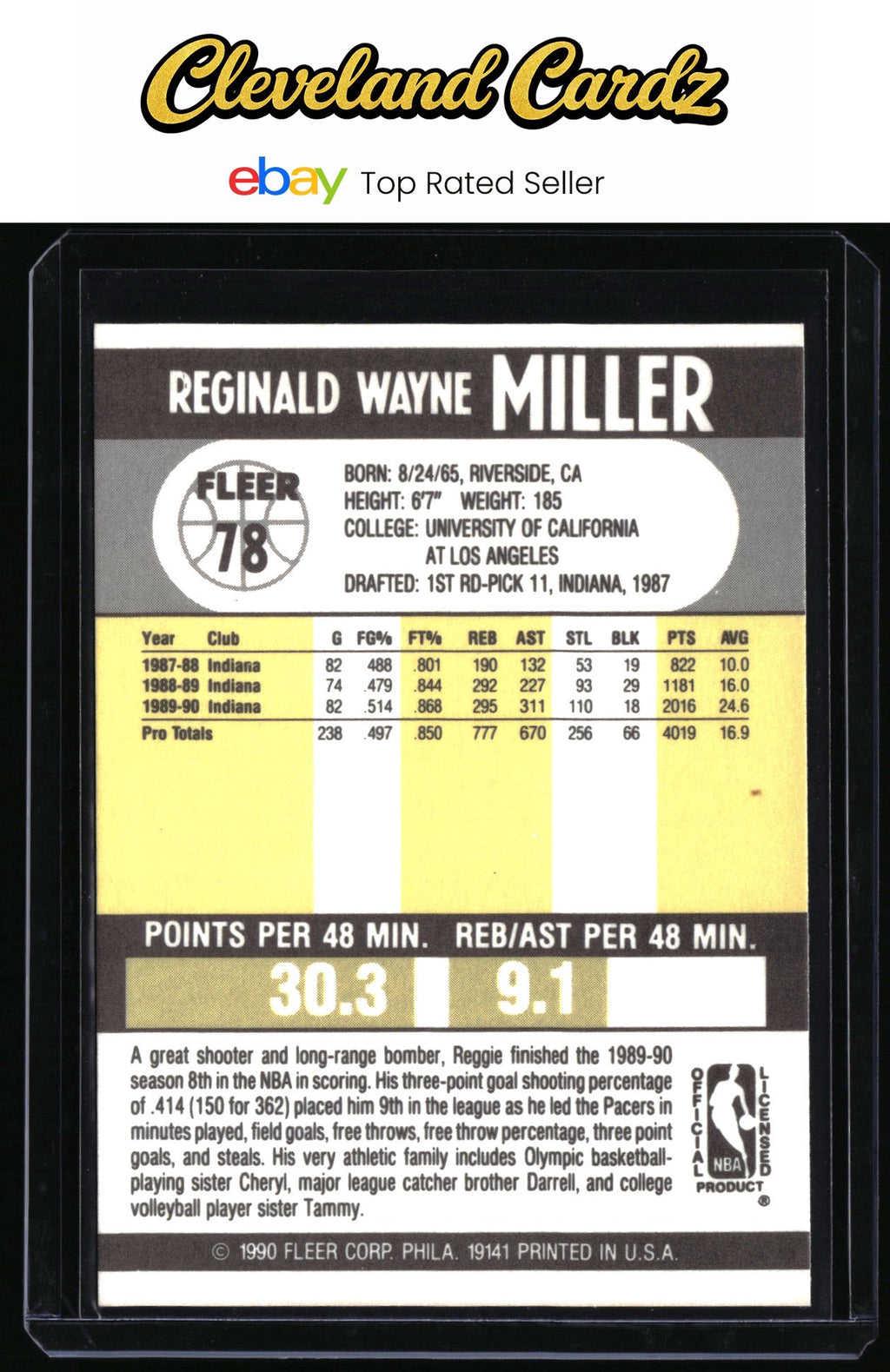 1990-91 Fleer #78 Reggie Miller