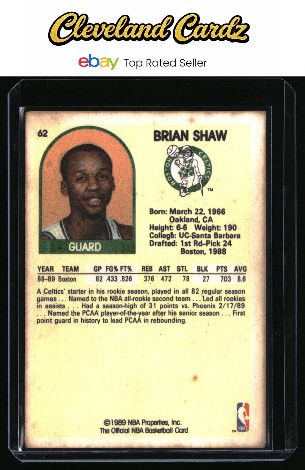1989-90 Hoops #62 Brian Shaw RC