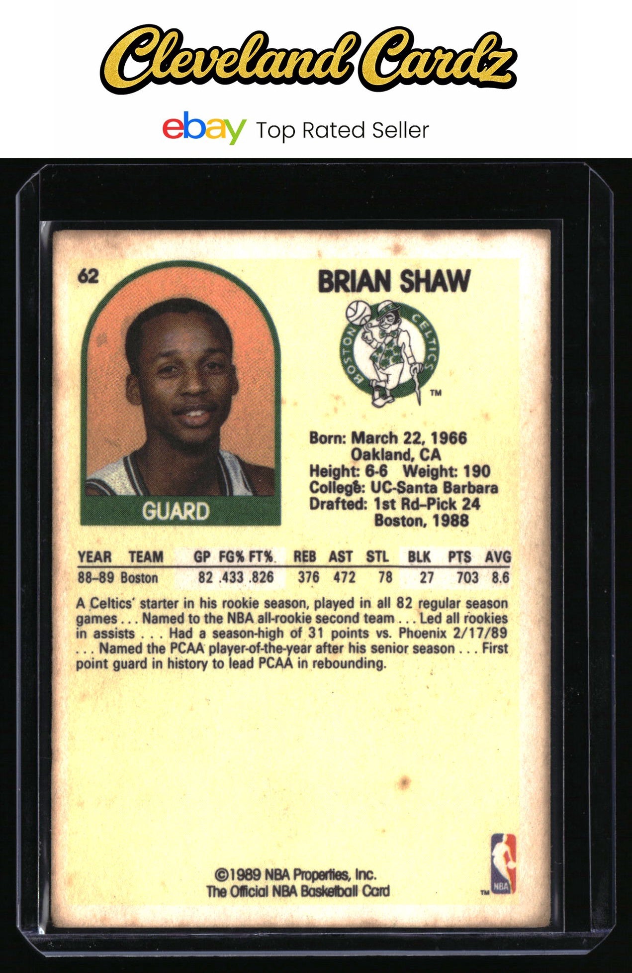 1989-90 Hoops #62 Brian Shaw RC