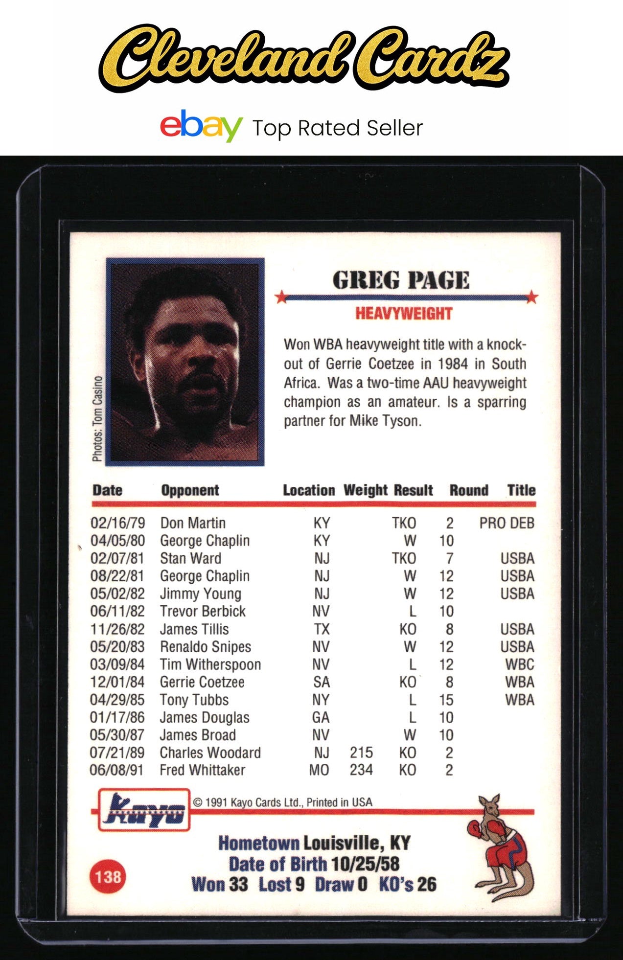 1991 Kayo #138 Greg Page