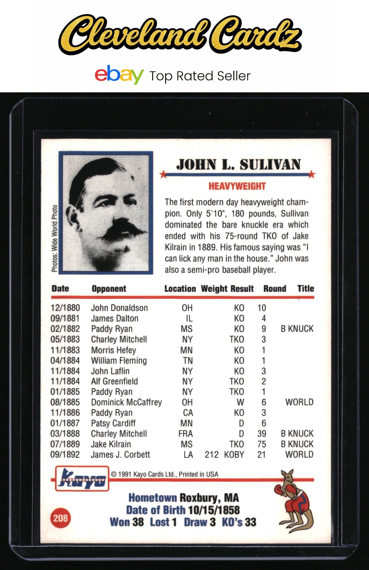 1991 Kayo #208 John L. Sullivan