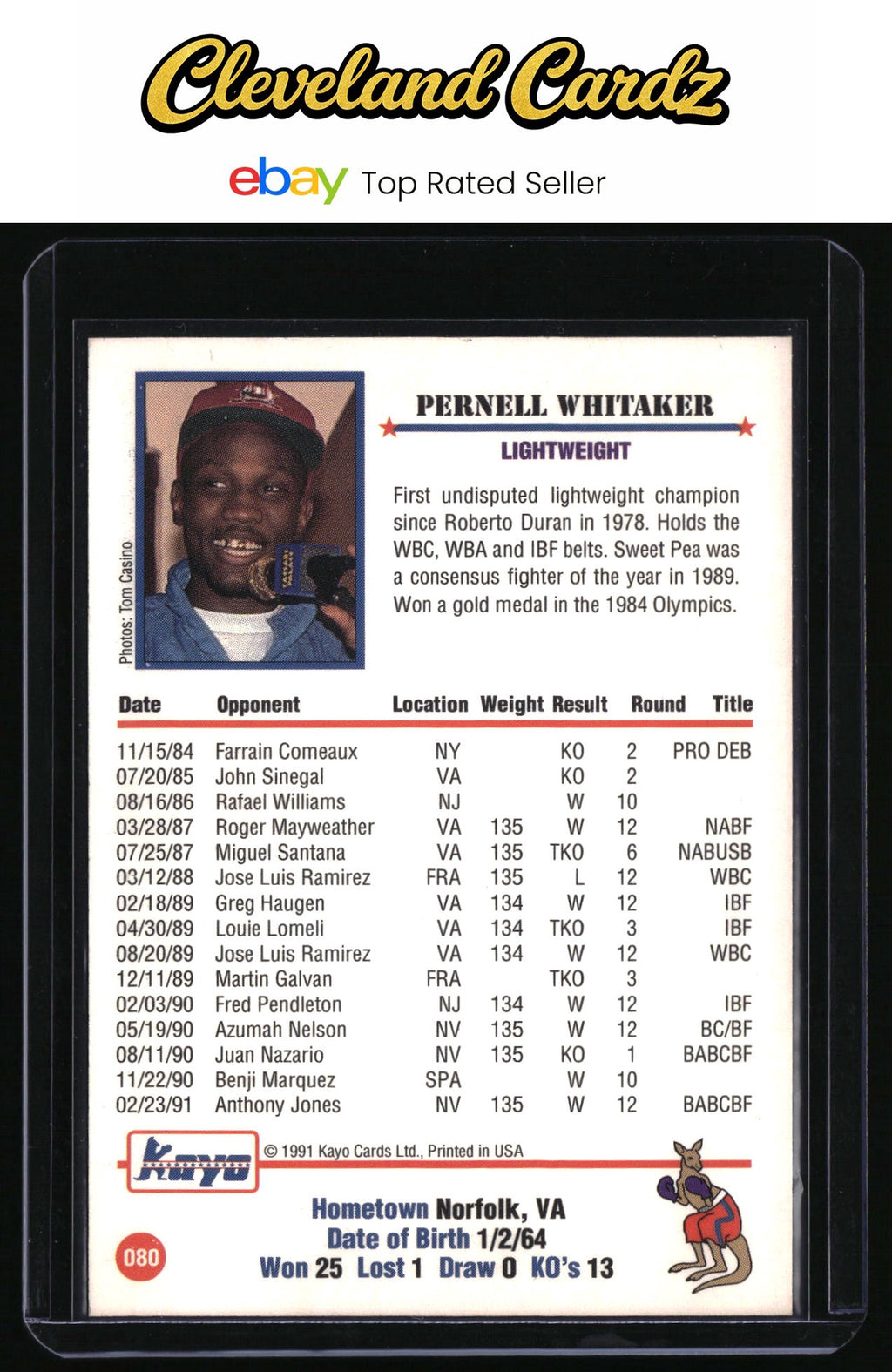 1991 Kayo #080 Pernell Whitaker