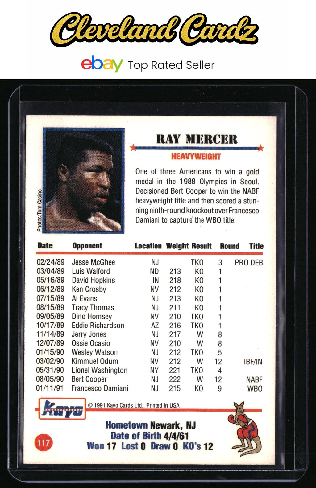 1991 Kayo #117 Ray Mercer