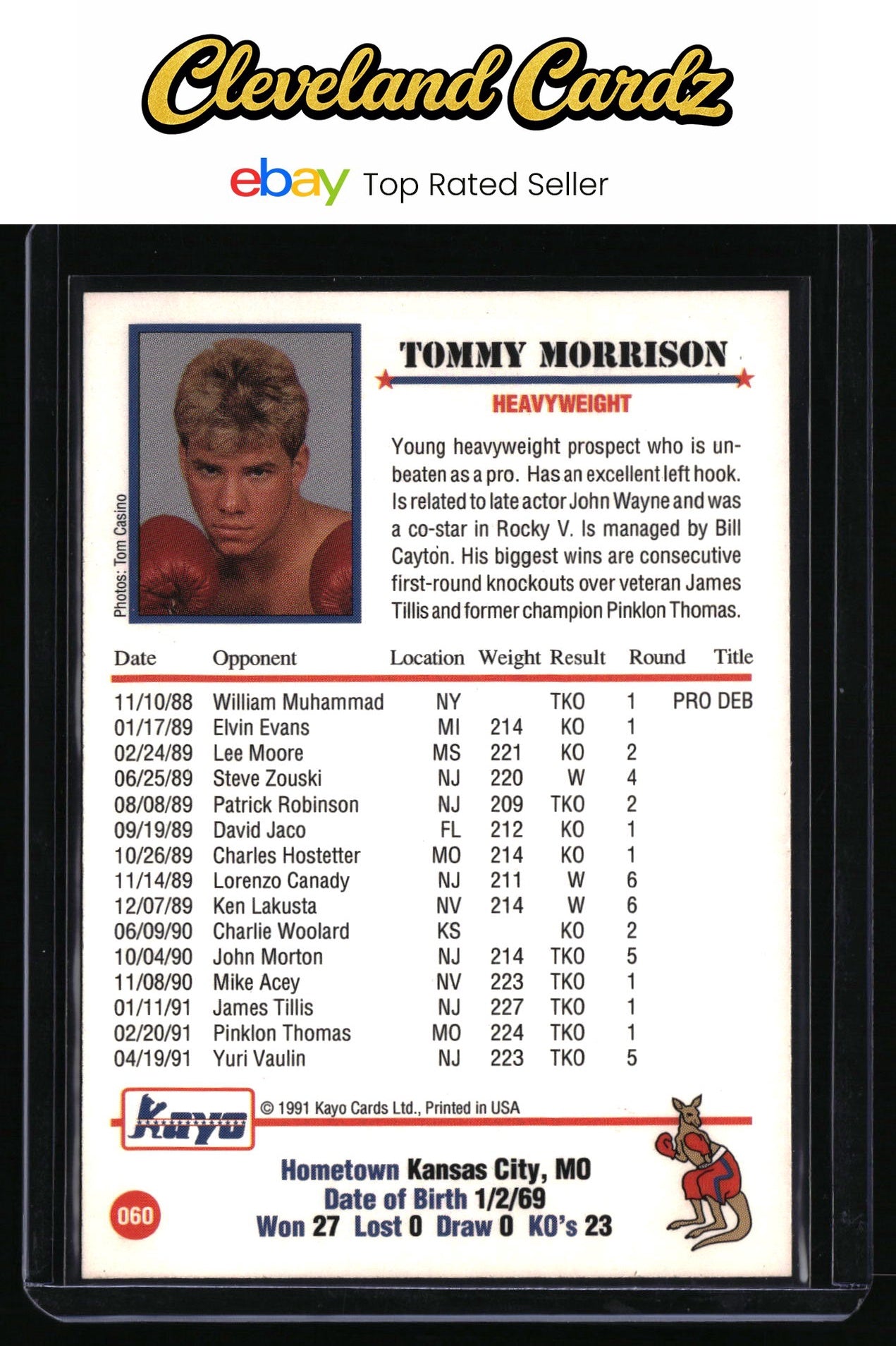 1991 Kayo #060 Tommy Morrison RC