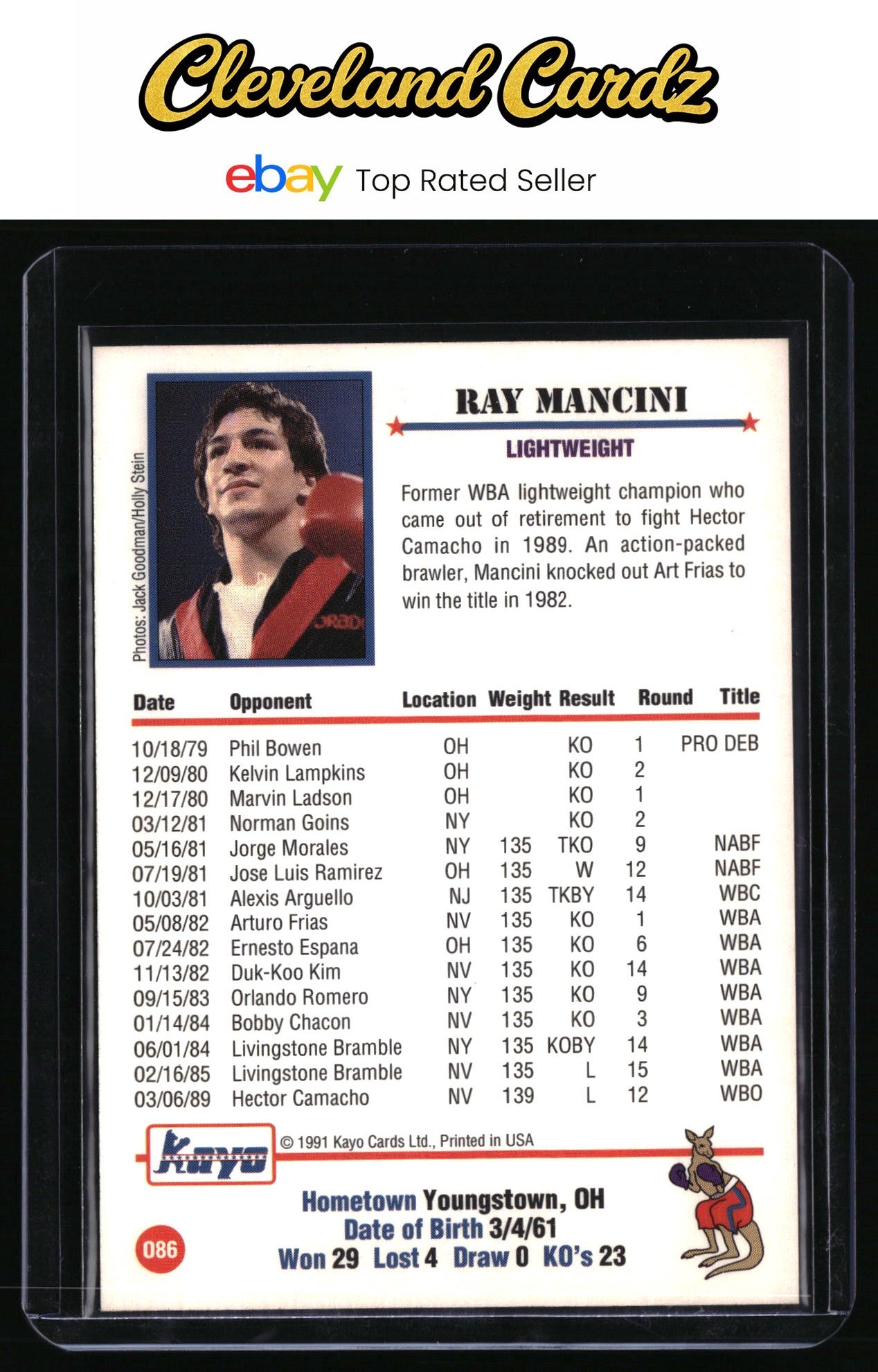1991 Kayo #086 Ray Mancini
