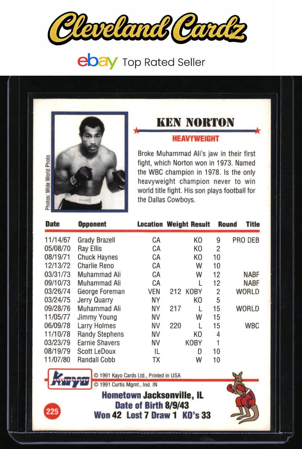 1991 Kayo #225 Ken Norton