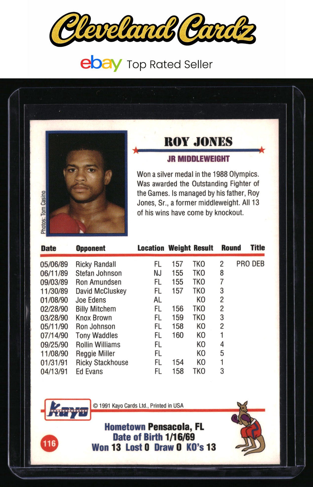 1991 Kayo #116 Roy Jones RC