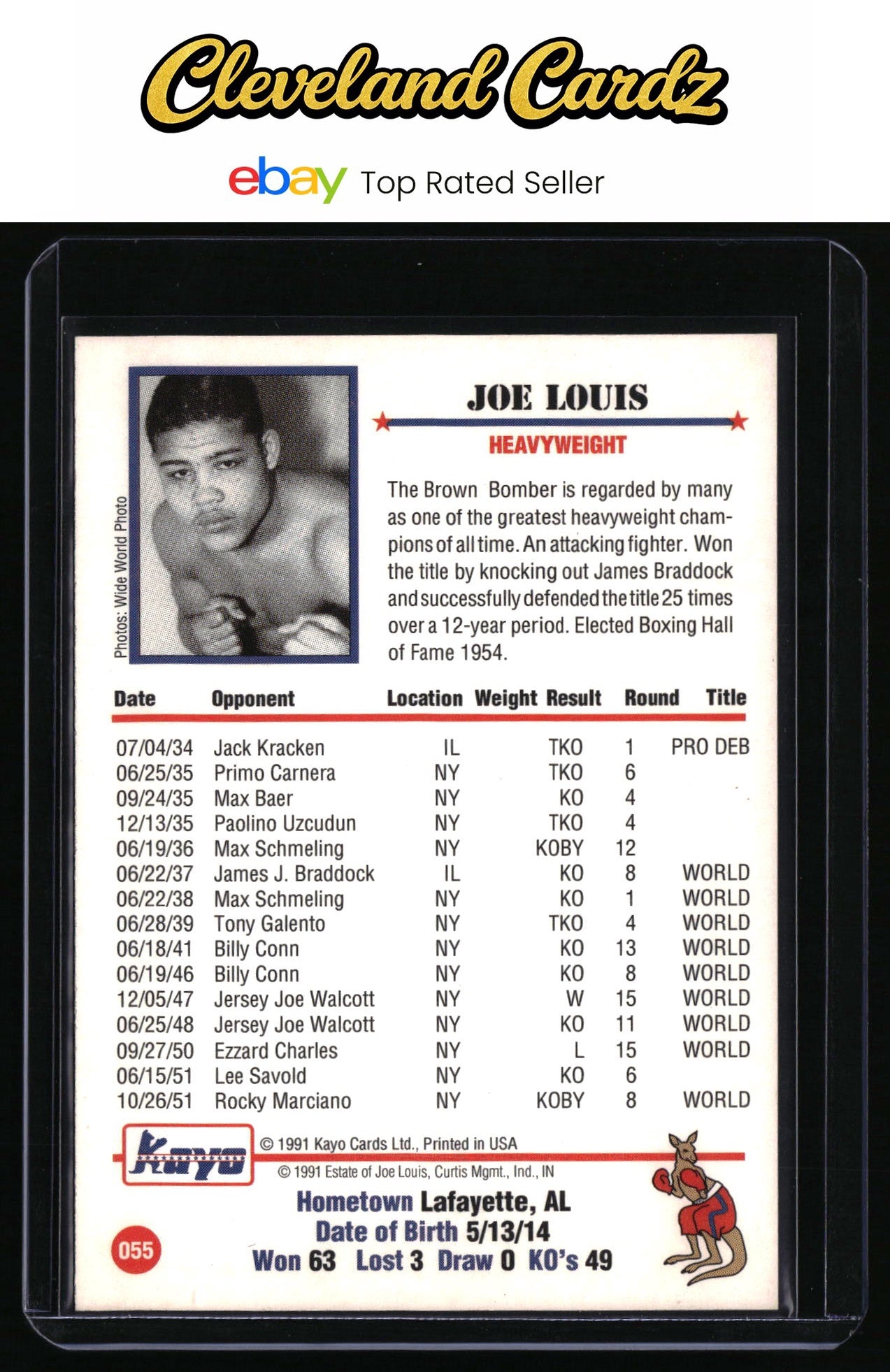 1991 Kayo #055 Joe Louis