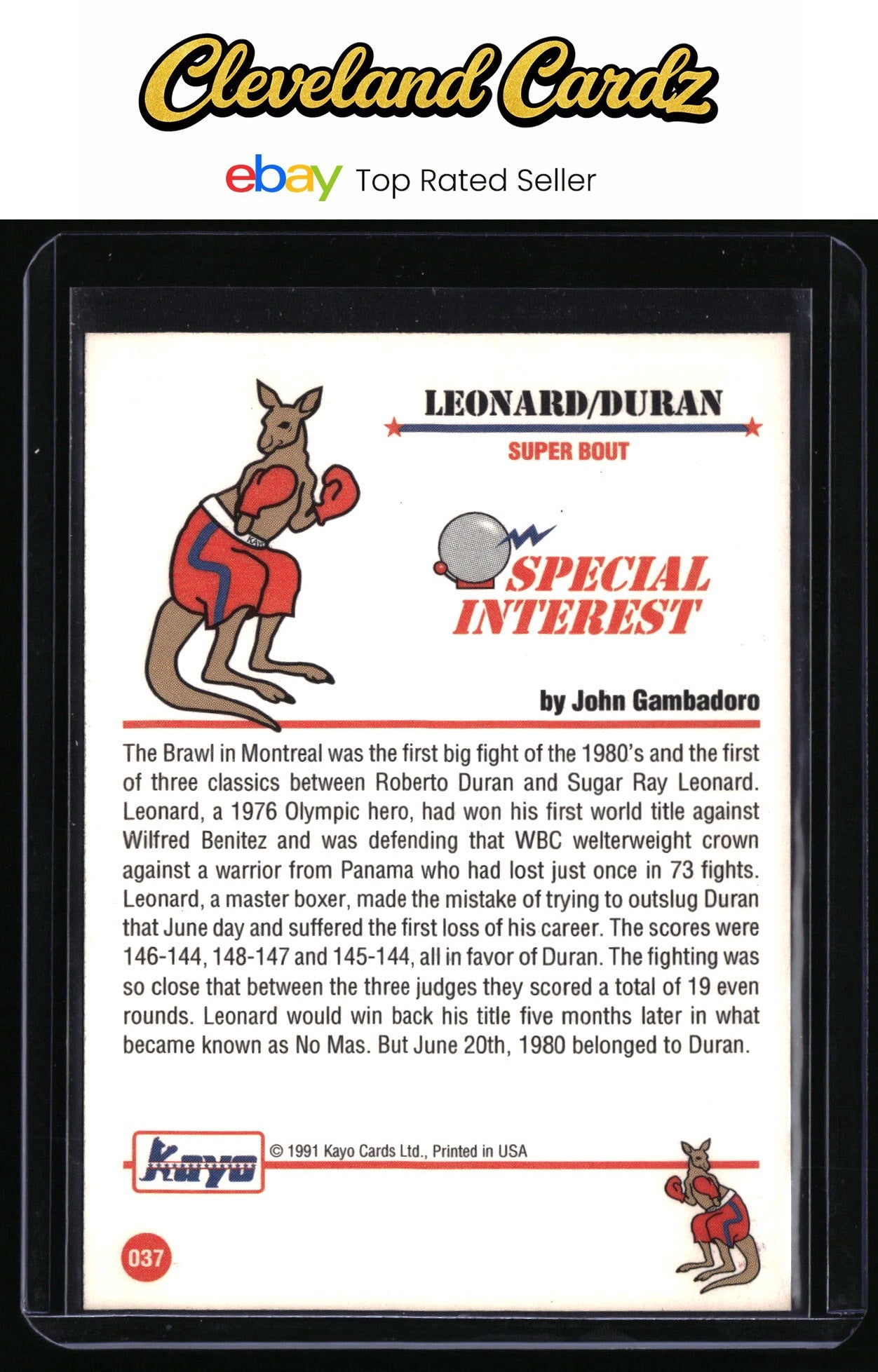 1991 Kayo #037 Sugar Ray Leonard / Roberto Duran