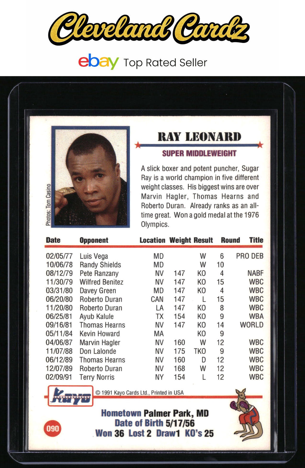 1991 Kayo #090 Ray Leonard
