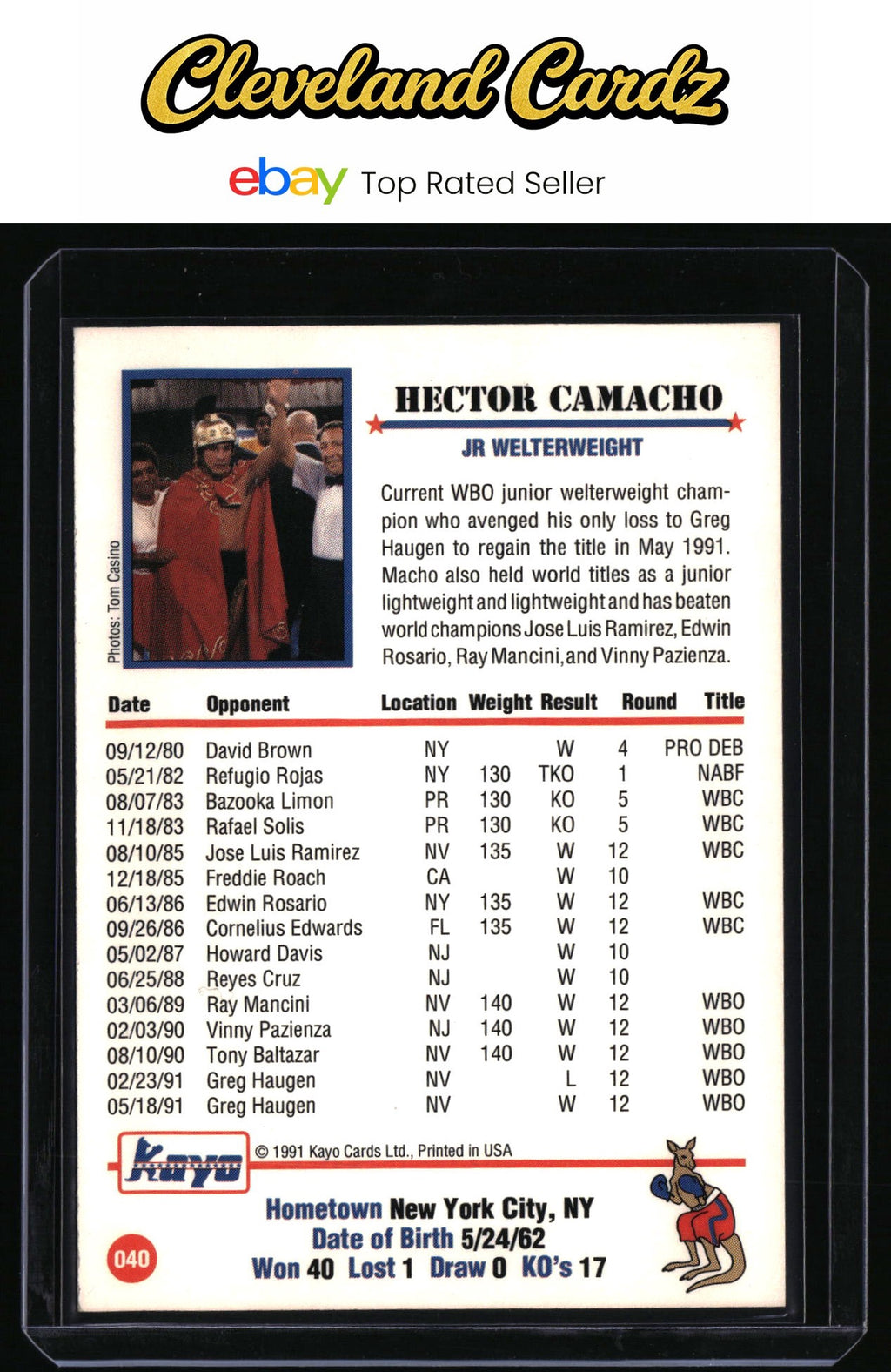 1991 Kayo #040 Hector Camacho