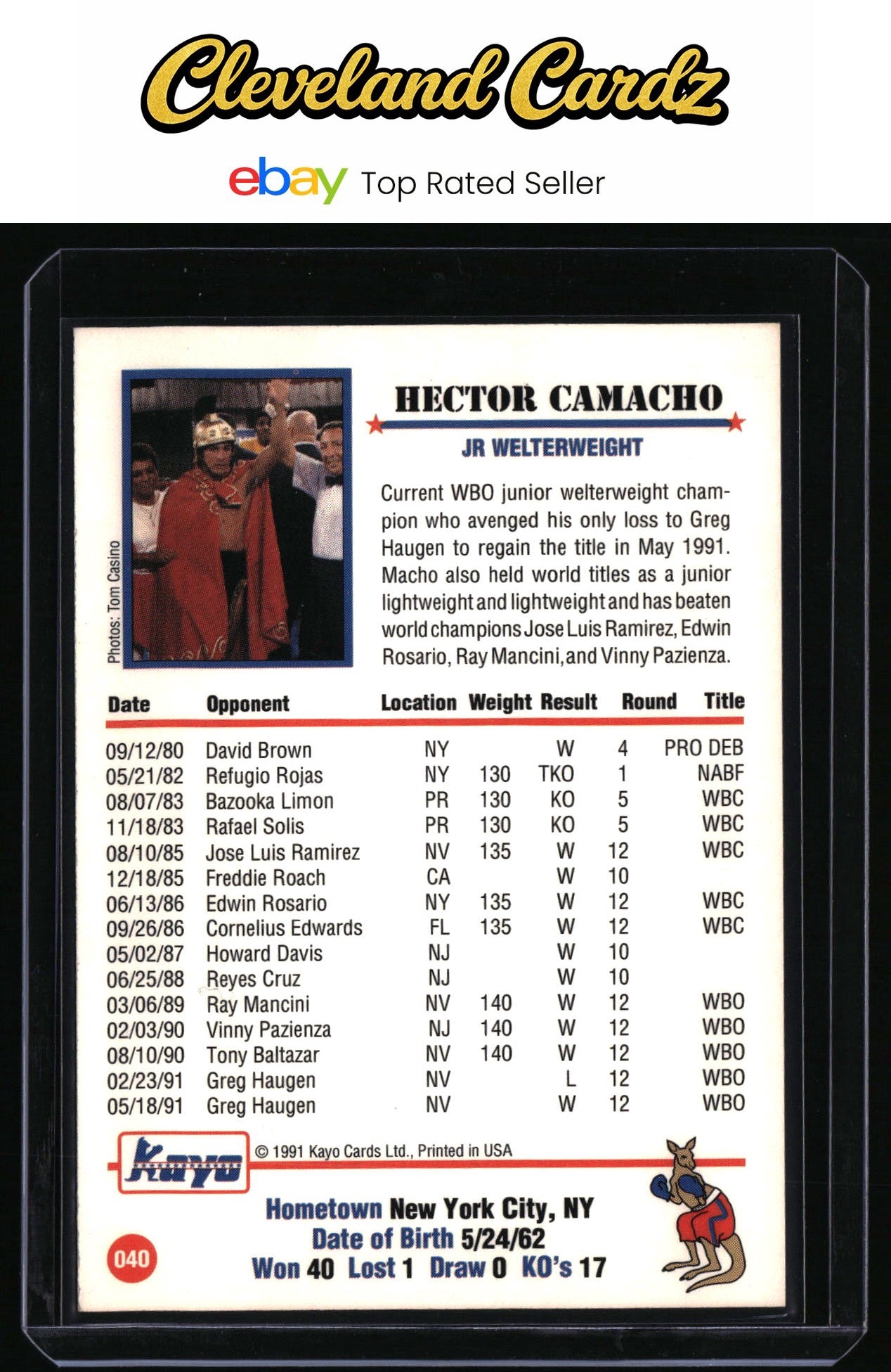 1991 Kayo #040 Hector Camacho