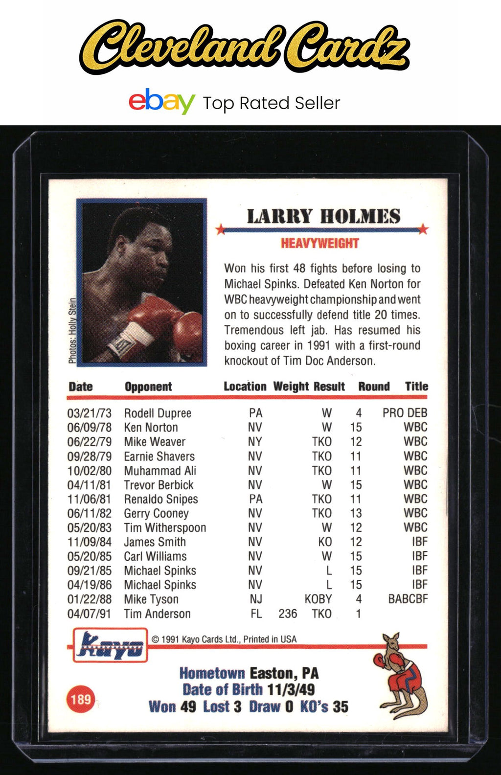 1991 Kayo #189 Larry Holmes