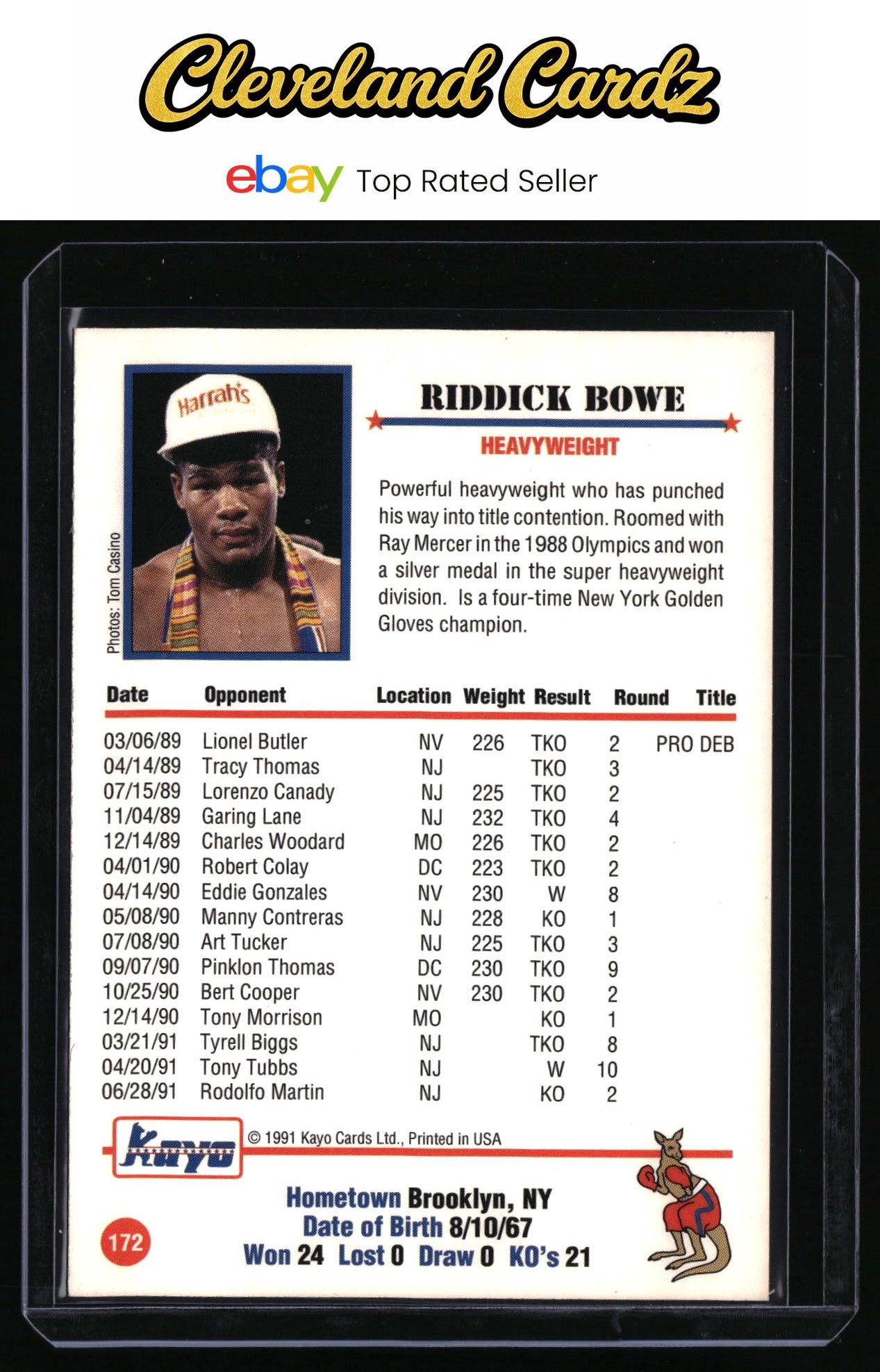 1991 Kayo #172b Riddick Bowe