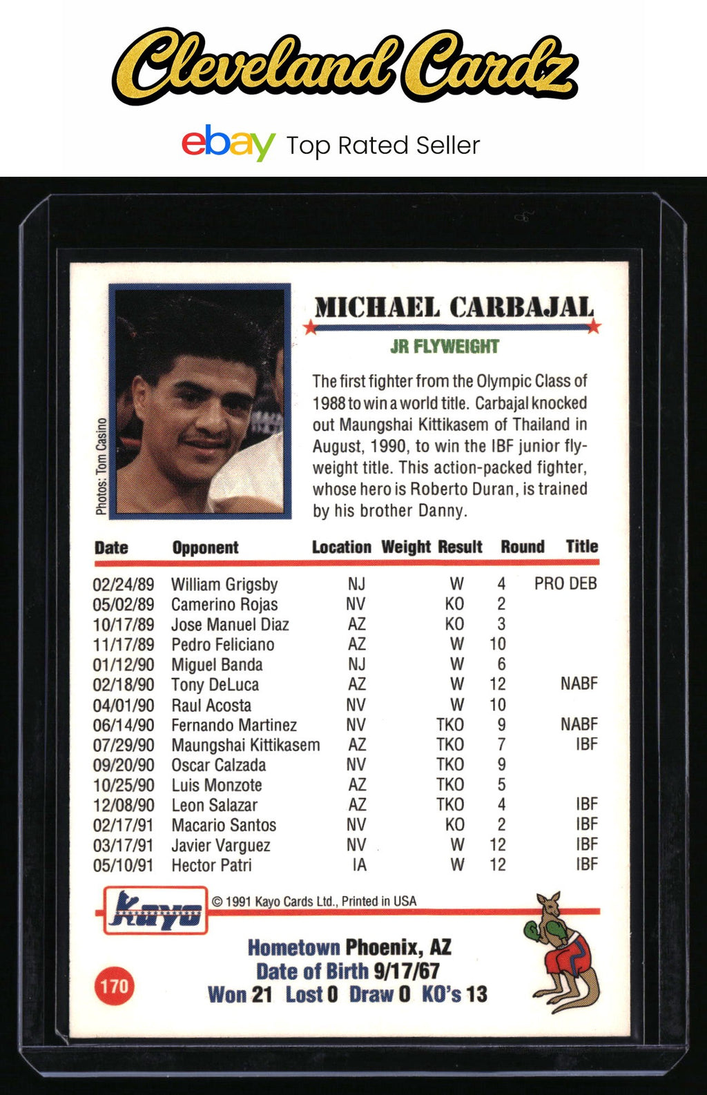 1991 Kayo #170 Michael Carbajal