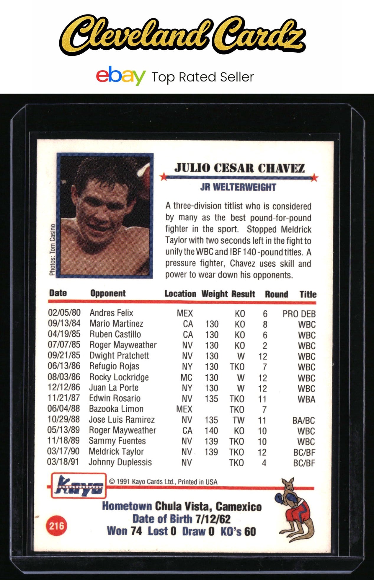 1991 Kayo #216 Julio Cesar Chavez