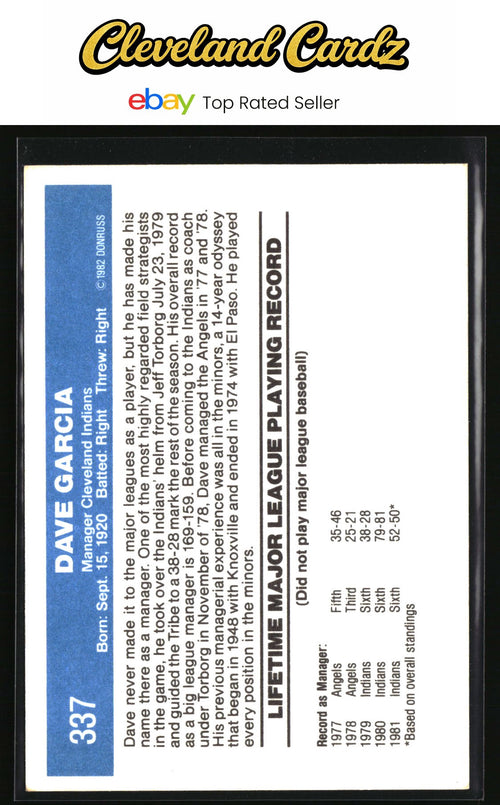 1982 Donruss #337 Dave Garcia