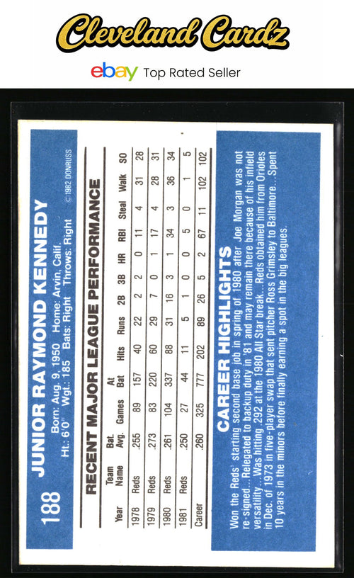 1982 Donruss #188 Junior Kennedy