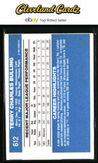1982 Donruss #612 Terry Bulling