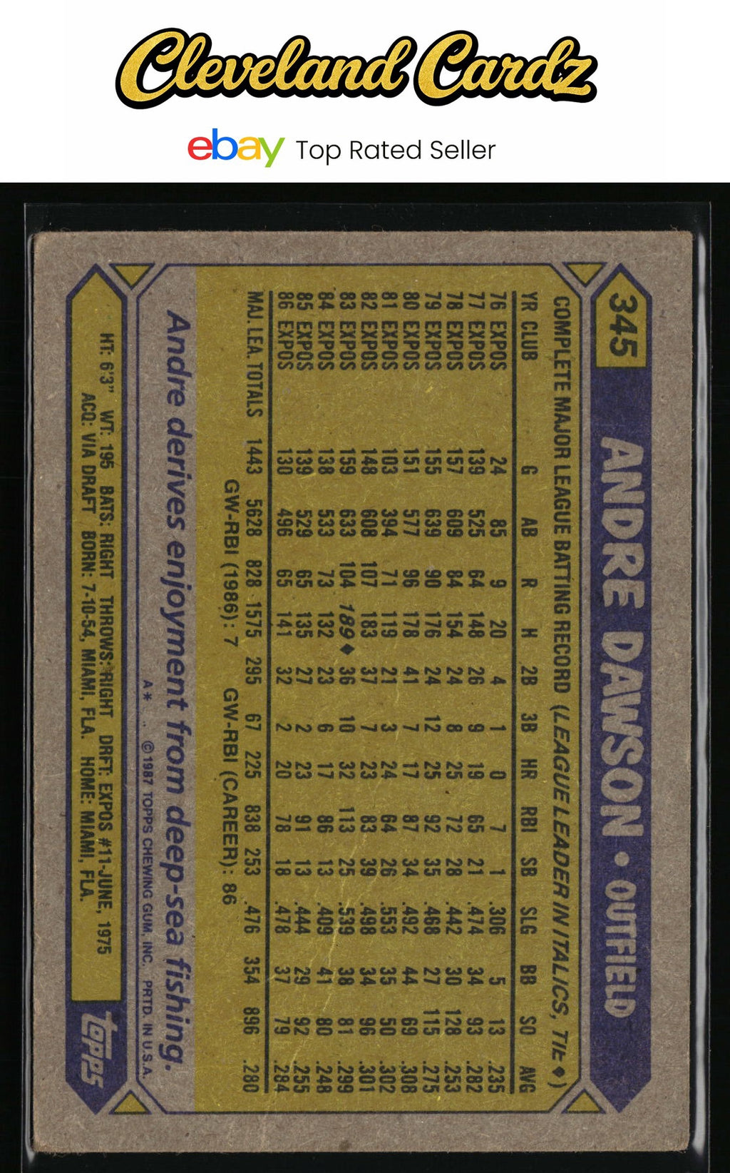 1987 Topps #345 Andre Dawson