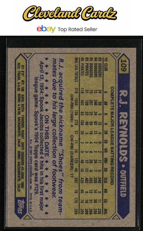 1987 Topps #109 R.J. Reynolds