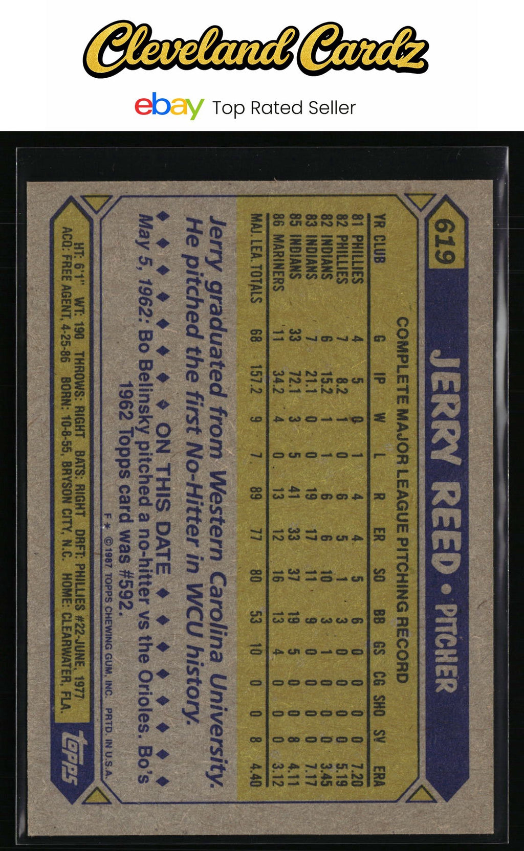 1987 Topps #619 Jerry Reed