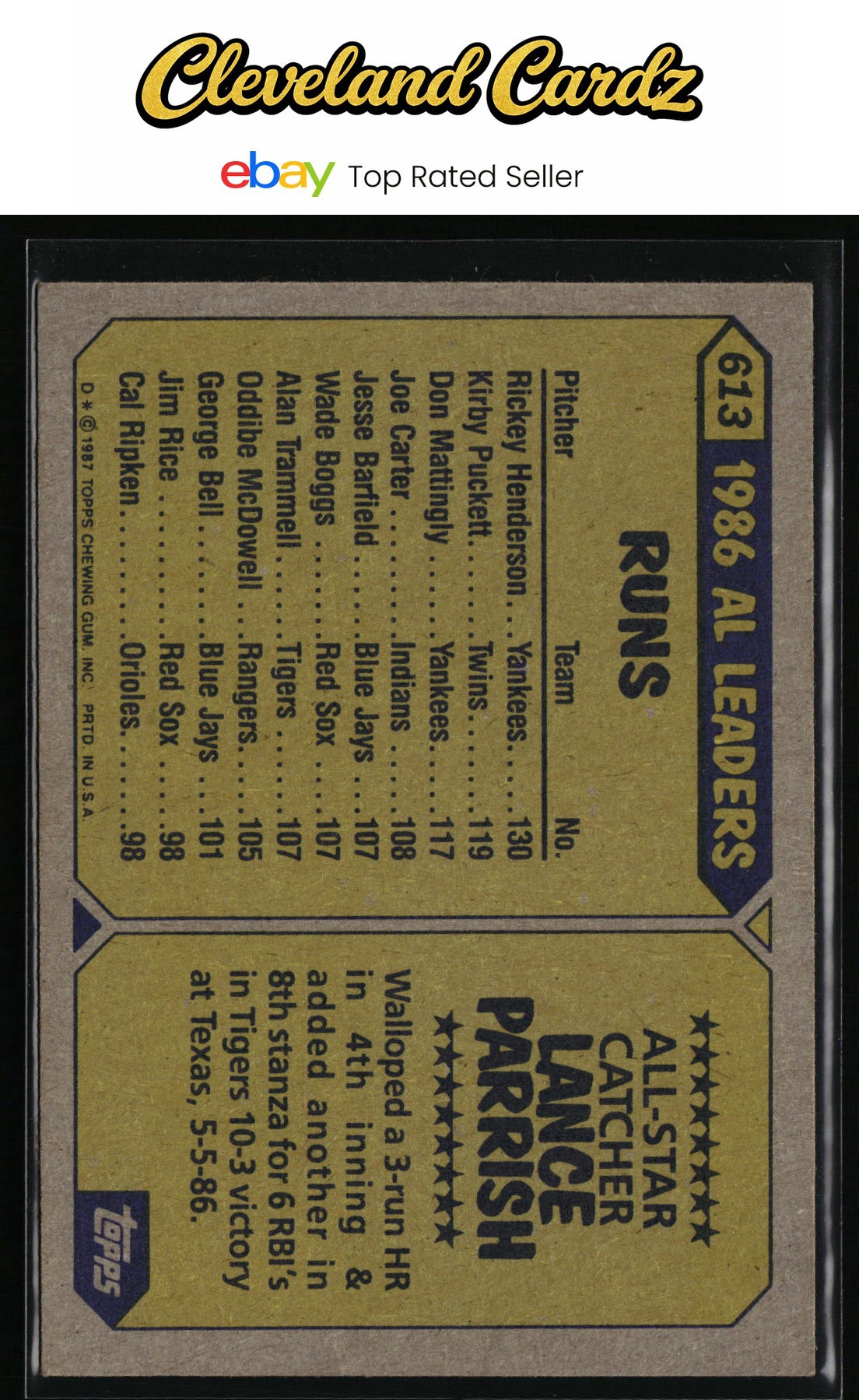 1987 Topps #613 Lance Parrish