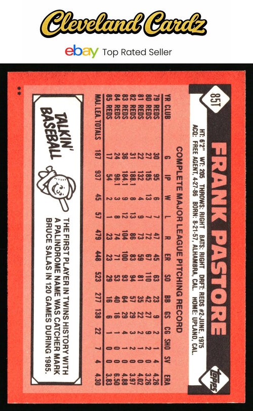 1986 Topps Traded #85T Frank Pastore