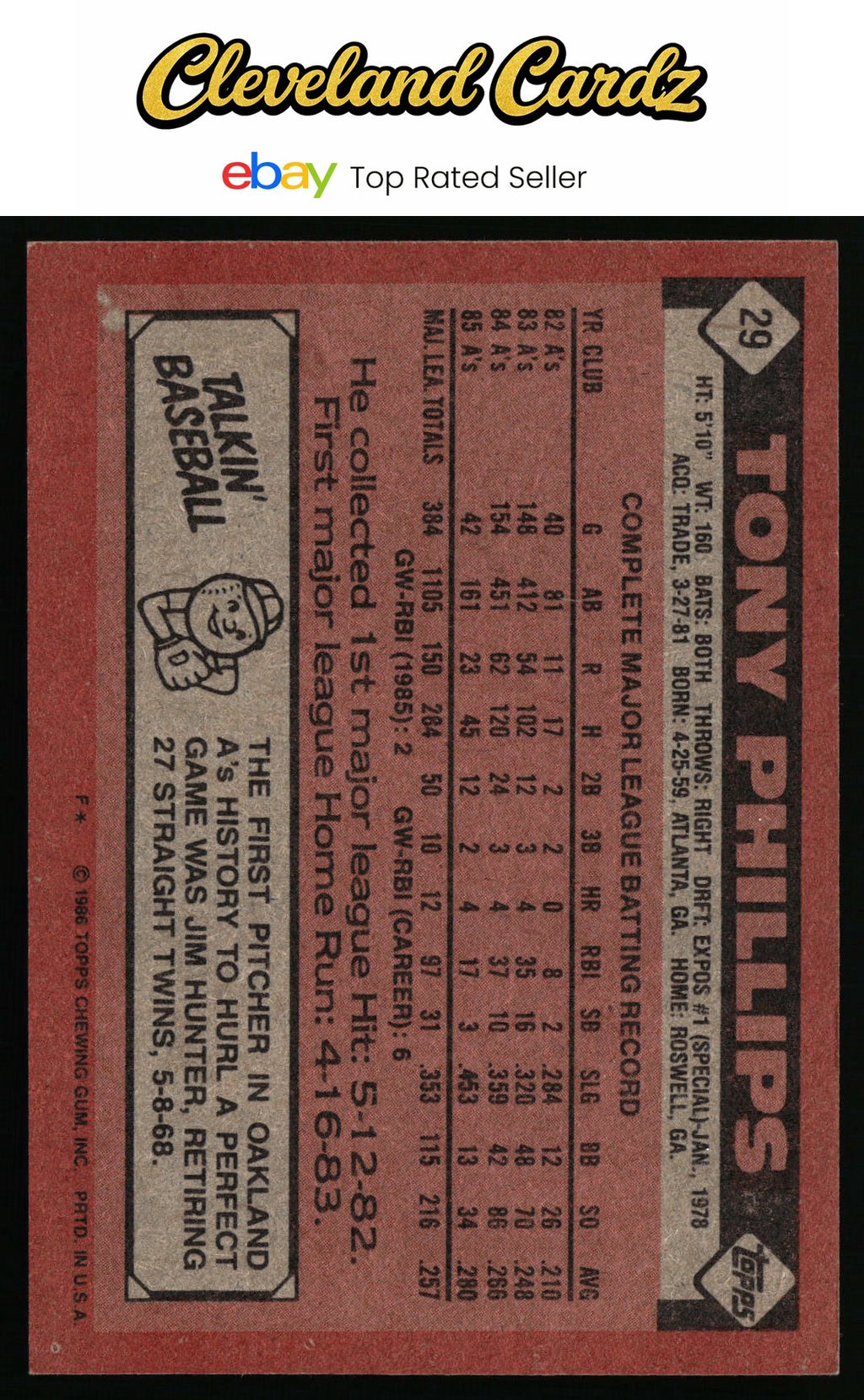 1986 Topps #29 Tony Phillips