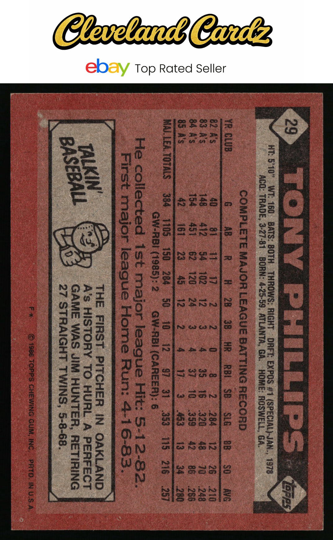 1986 Topps #29 Tony Phillips