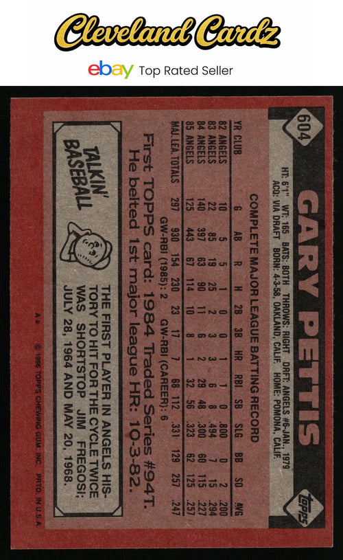 1986 Topps #604 Gary Pettis